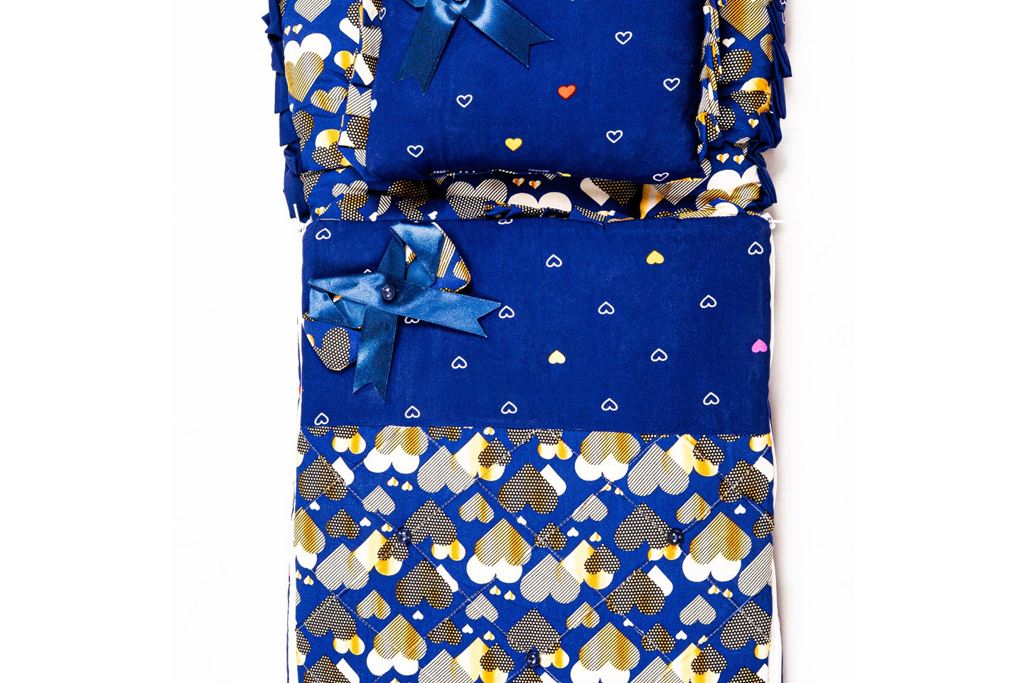 2-Piece Modern Baby Bedding Set – Navy Blue Heart Print