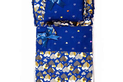 2-Piece Modern Baby Bedding Set – Navy Blue Heart Print