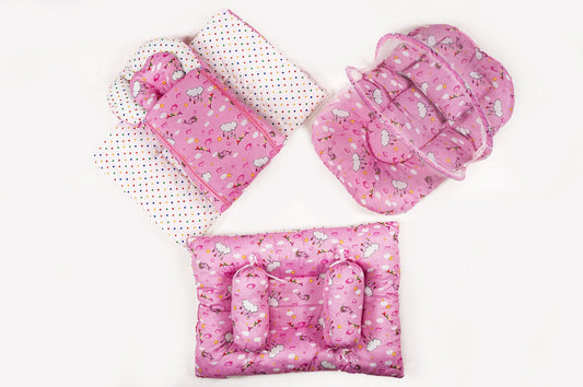 8-Piece Baby Bedding Set – Cloud Print (Pink)