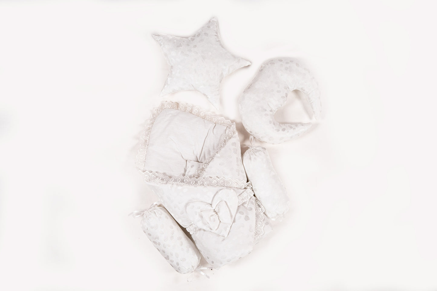 10 Pcs Round Flower Baby Bedding Set - Offwhite