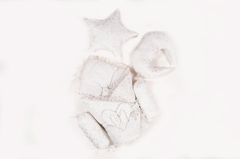 10 Pcs Round Flower Baby Bedding Set - Offwhite