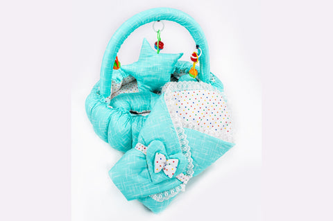 10 Pcs Round Flower Baby Bedding Set - Self - Green