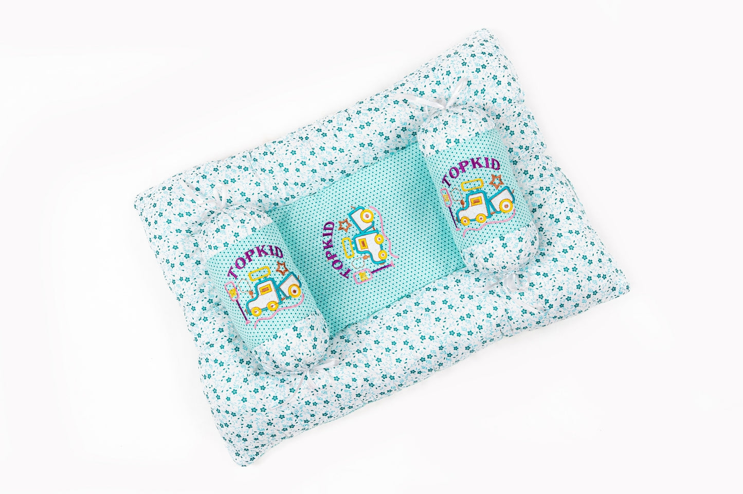 8-Piece Baby Bedding Set – Flower Print - Pastel green