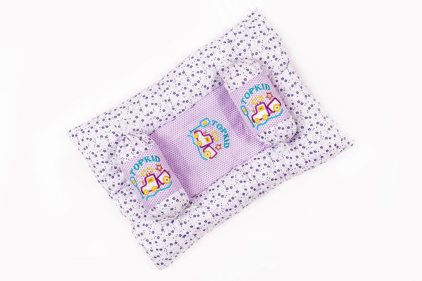 8-Piece Baby Bedding Set – Flower Print - Light Purple