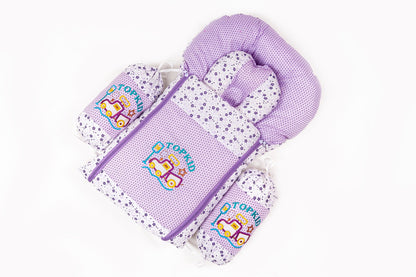 8-Piece Baby Bedding Set – Flower Print - Light Purple