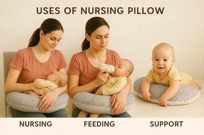 Baby Nursing Pillow – Star Print (Grey)
