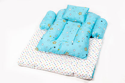 8-Piece Baby Bedding Set – Starry Print - Light Blue
