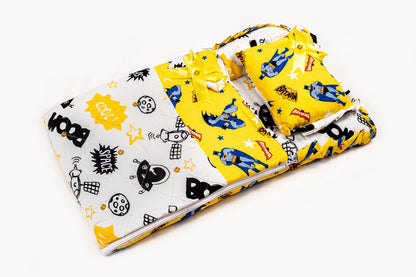2-Piece Modern Baby Bedding Set – Yellow Batman Print