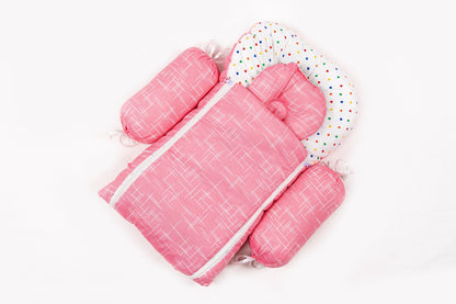 8-Piece Baby Bedding Set – Stripe Print - Bright Pink
