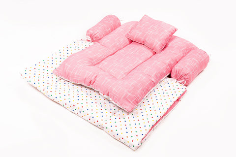 8-Piece Baby Bedding Set – Stripe Print - Bright Pink