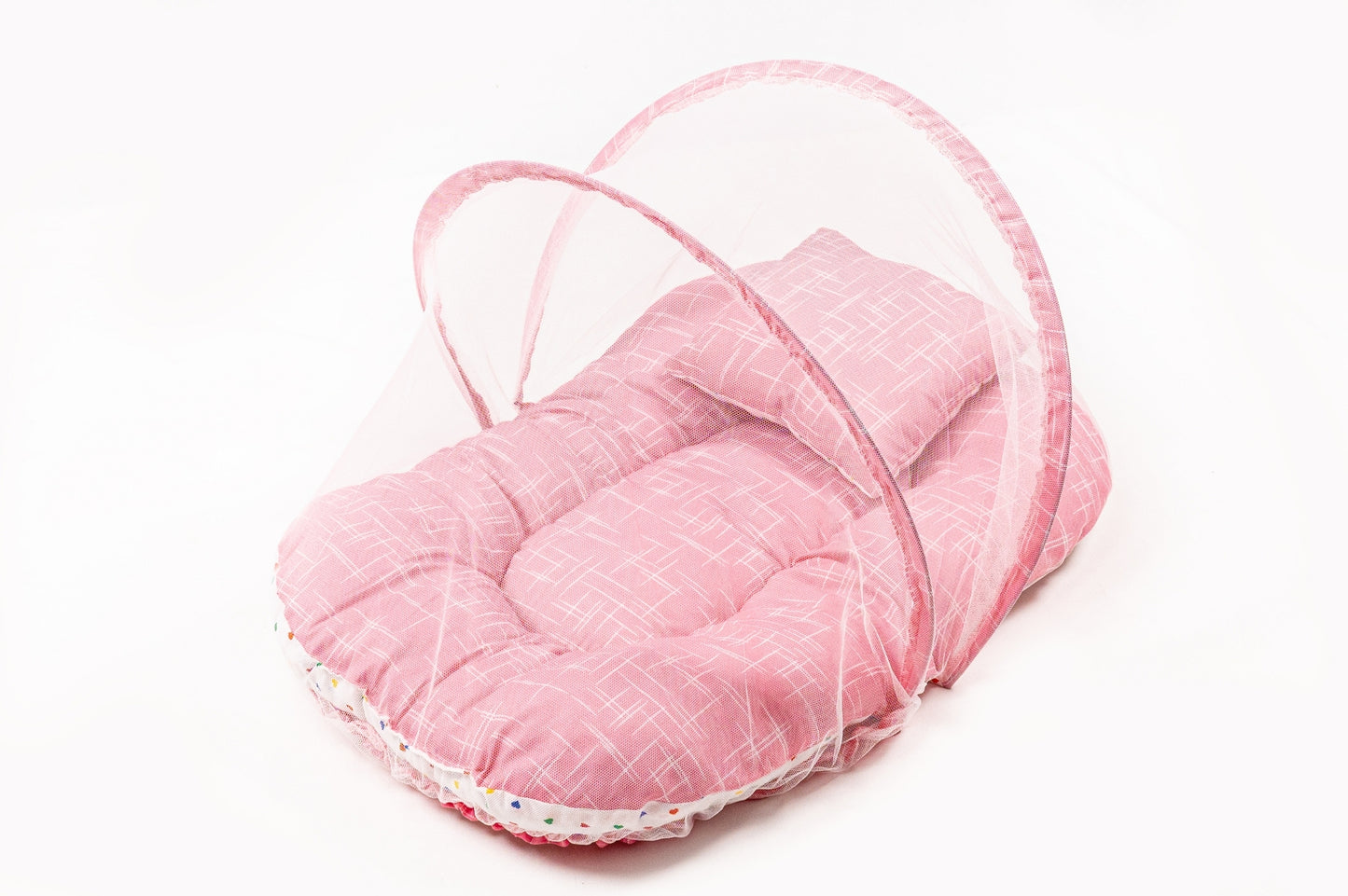 8-Piece Baby Bedding Set – Stripe Print - Bright Pink