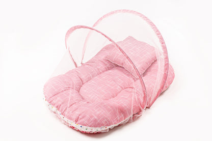 8-Piece Baby Bedding Set – Stripe Print - Bright Pink