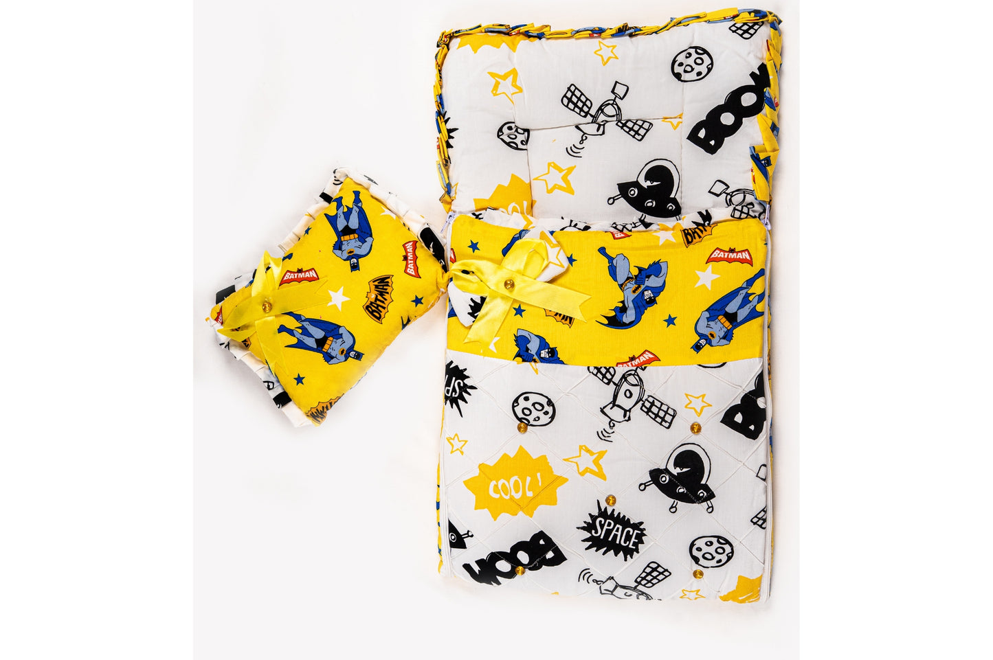 2-Piece Modern Baby Bedding Set – Yellow Batman Print