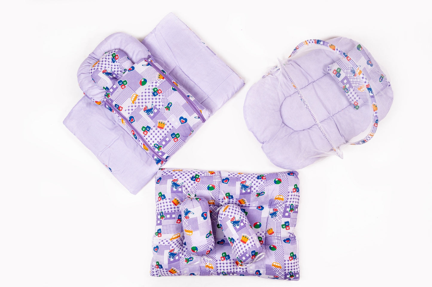 8-Piece Baby Bedding Set – Nursery Print - Light Purple