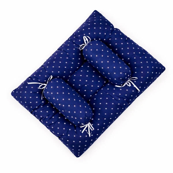 8-Piece Baby Carry Nest Set with Mosquito Net – Polka Dot - Dark Blue