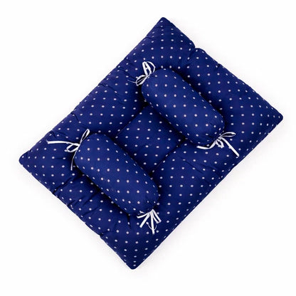 8-Piece Baby Carry Nest Set with Mosquito Net – Polka Dot - Dark Blue