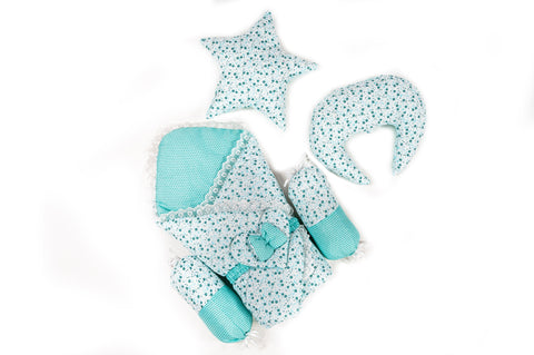 10 Piece Baby Snuggle Bed Set with Net & Toys - Green Floral