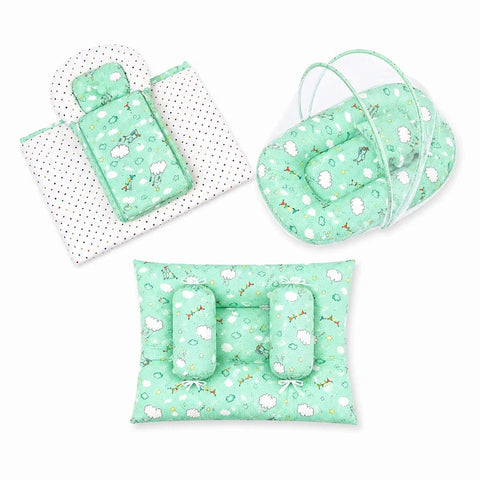 8 piece cloud print mint green baby bedding set with mattress sleeping bag mosquito net bed and pillows