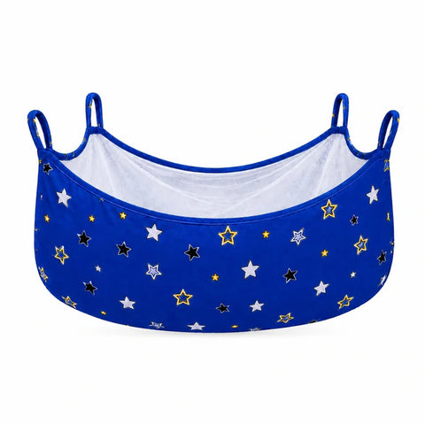 Heavy duty baby cradle cloth swing with mosquito net in dark blue star print