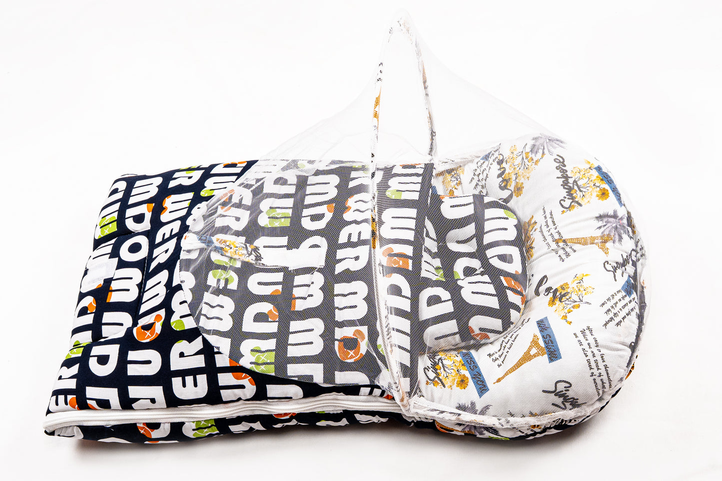 2pcs Baby Bedding Set with Mosquito Net – Travel Print