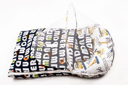 2pcs Baby Bedding Set with Mosquito Net – Travel Print