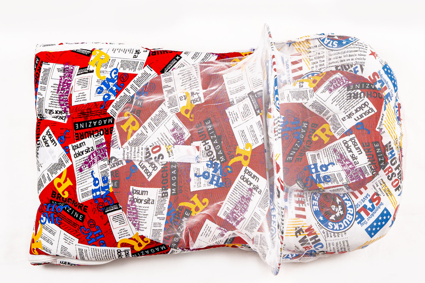 2pcs Baby Bedding Set with Mosquito Net – Red Retro Print