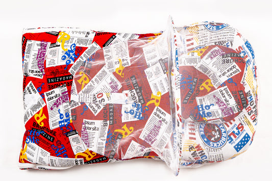 2pcs Baby Bedding Set with Mosquito Net – Red Retro Print