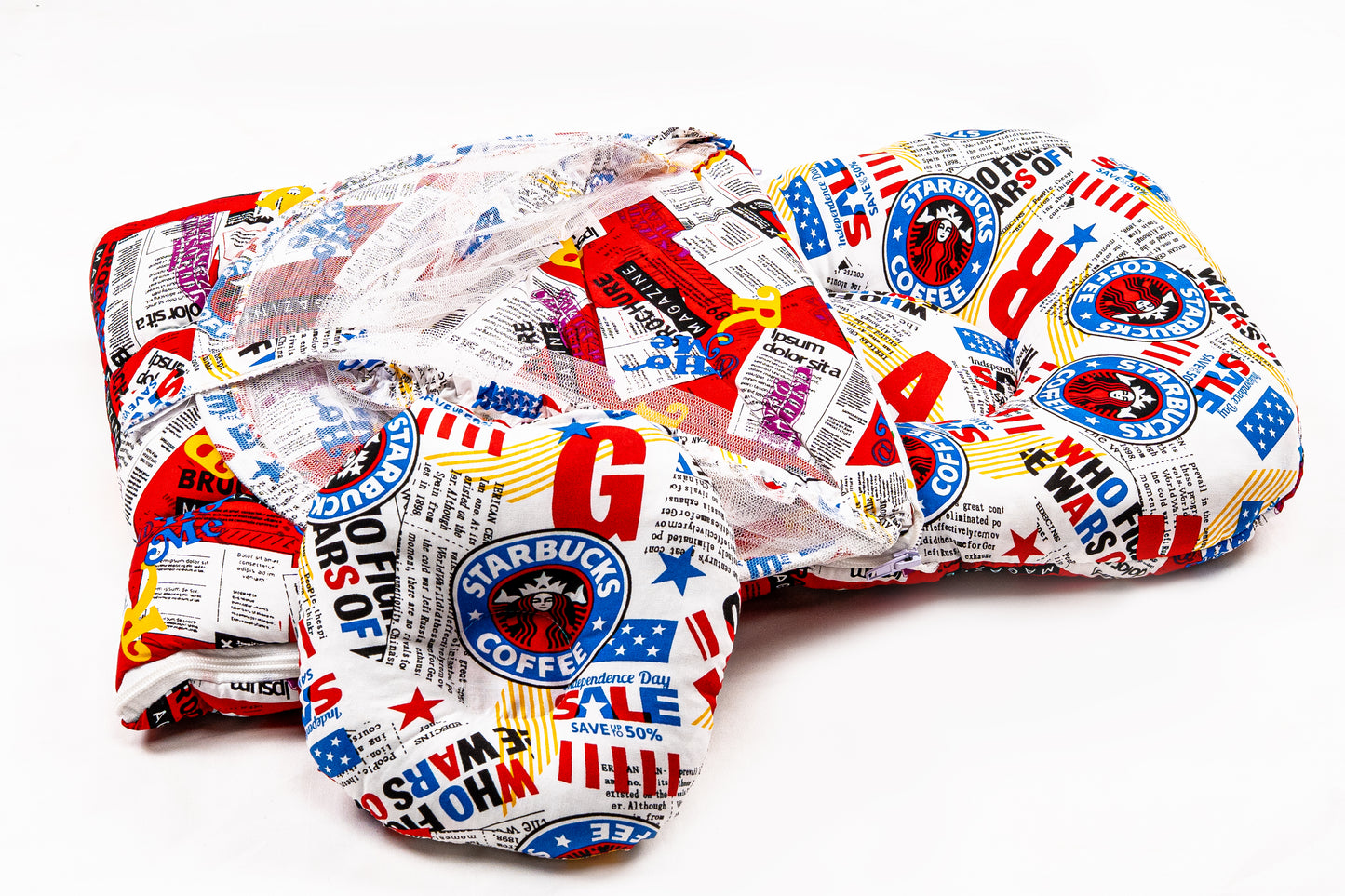 2pcs Baby Bedding Set with Mosquito Net – Red Retro Print