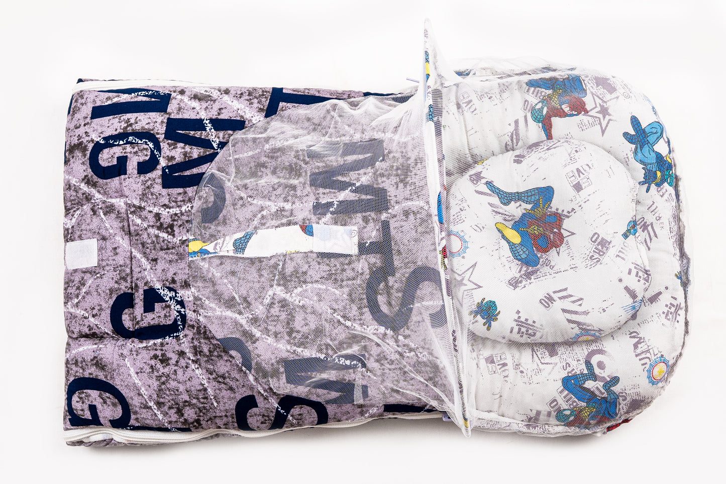 2pcs Baby Bedding Set with Mosquito Net – Letter Print