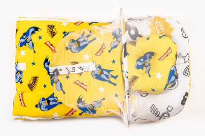 2pcs Baby Bedding Set with Mosquito Net – Yellow Batman Print