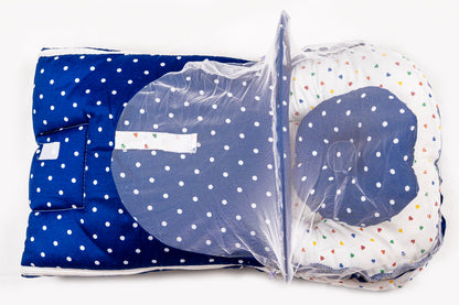 2pcs Baby Bedding Set with Mosquito Net – Navy blue with colorful hearts