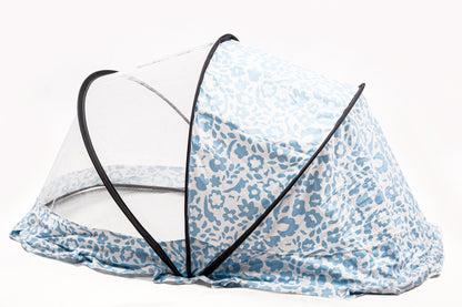 Blue & White Foldable And Portable Mosquito Protection Net For Babies