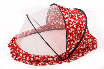 Red & White Foldable And Portable Mosquito Protection Net For Babies