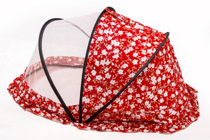 Red & White Foldable And Portable Mosquito Protection Net For Babies
