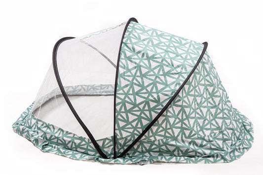 Green & White Foldable And Portable Mosquito Protection Net For Babies