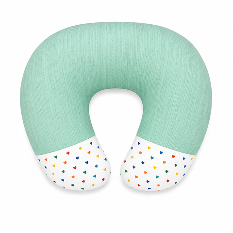 Ergonomic 22 by 28 inch feeding and nursing pillow in self print green