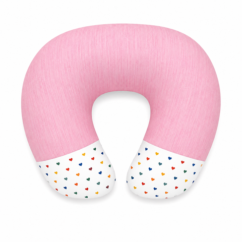 Ergonomic 22 by 28 inch feeding and nursing pillow in self print pink