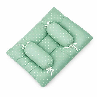 8-Piece Baby Carry Nest Set with Mosquito Net – Polka Dot - Green