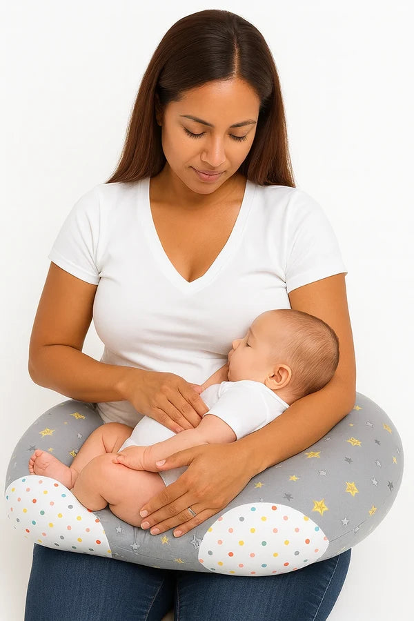 Baby Nursing Pillow – Star Print (Grey)