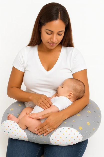 Baby Nursing Pillow – Star Print (Grey)