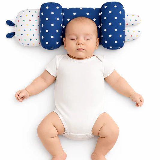 Adjustable Baby Head Shaping Pillow - Polka Dot - Dark Blue