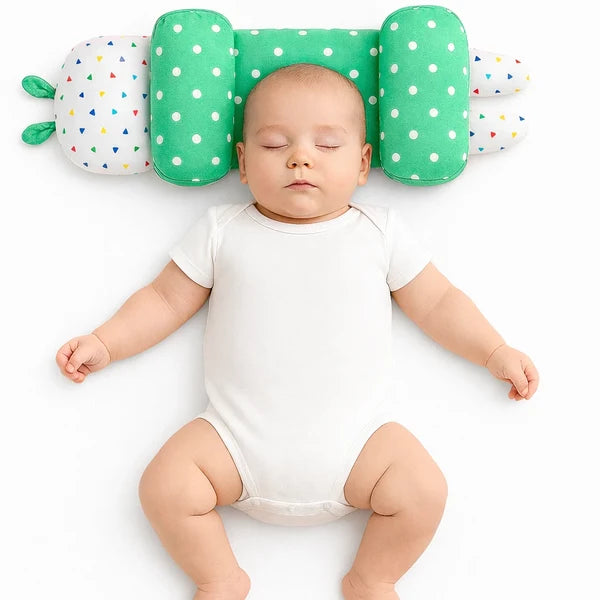 Adjustable Baby Head Shaping Pillow - Polka Dot - Green
