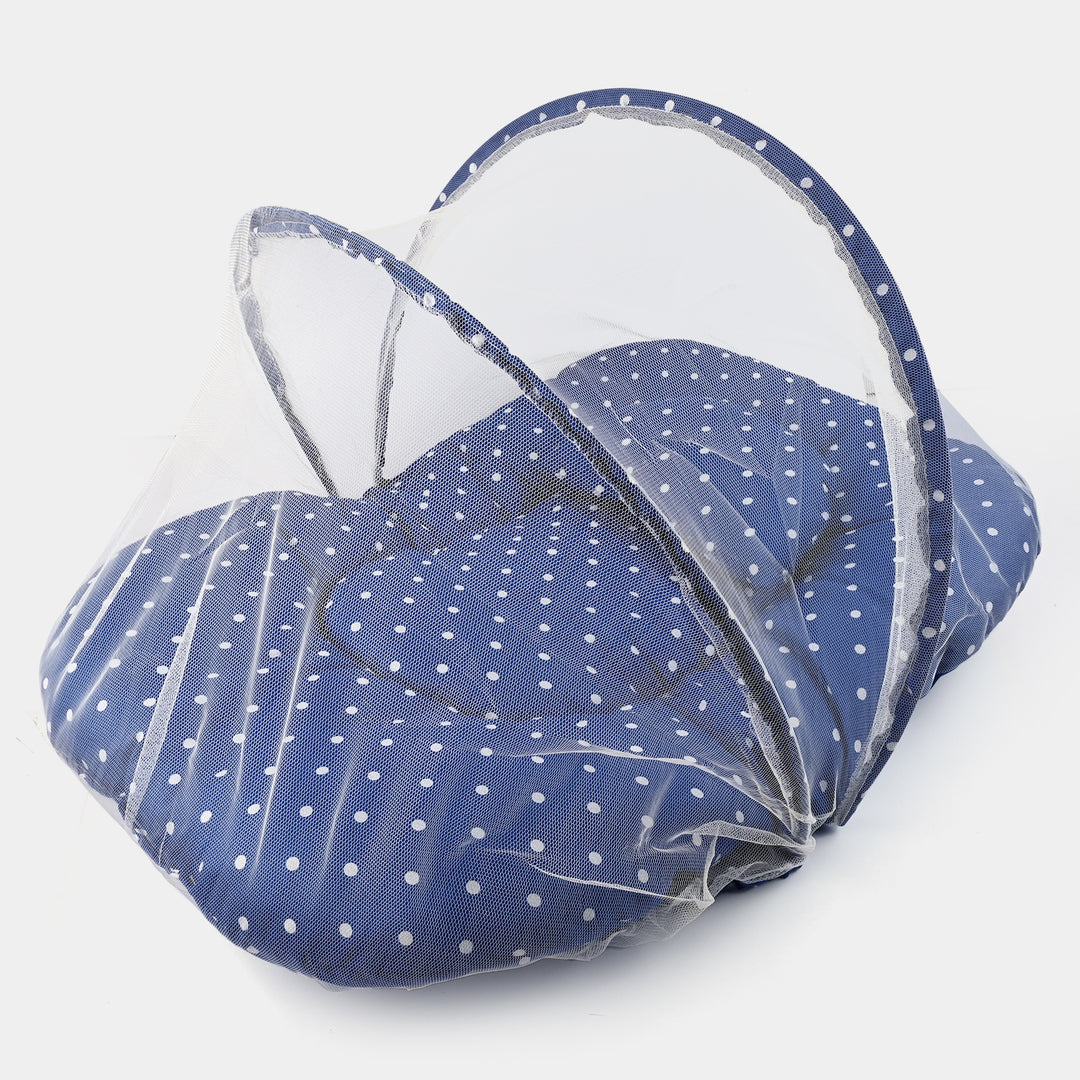 Polka-dot Blue Baby Bed With Mosquito Net