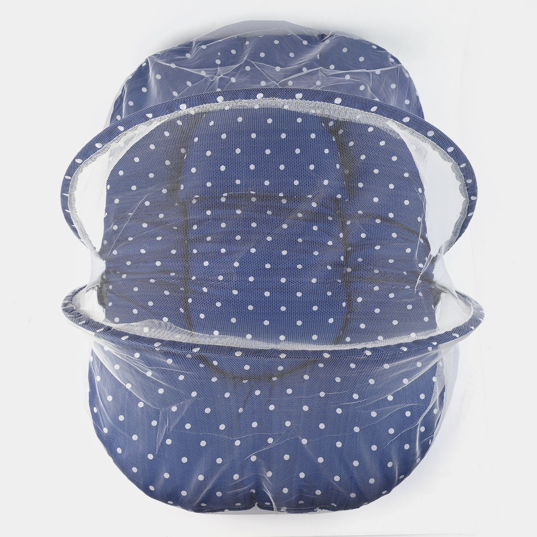 Polka-dot Blue Baby Bed With Mosquito Net