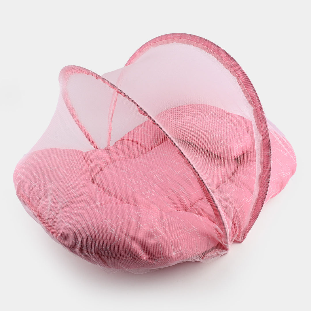 Pastel Pink Baby Bed With Mosquito Net