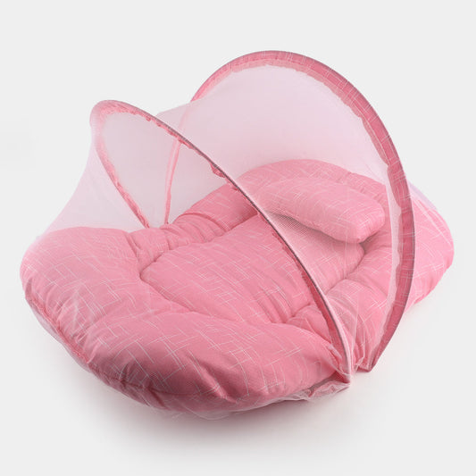 Pastel Pink Baby Bed With Mosquito Net