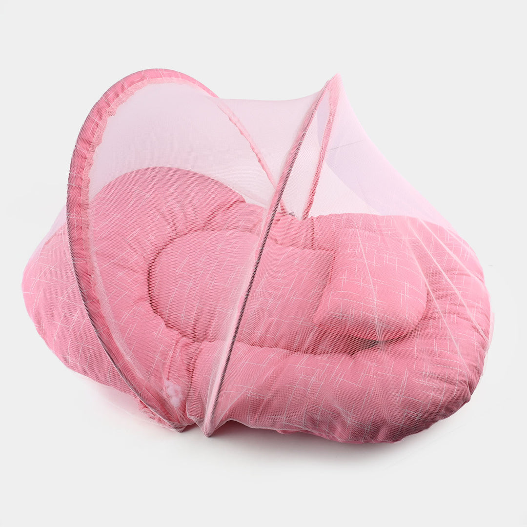 Pastel Pink Baby Bed With Mosquito Net