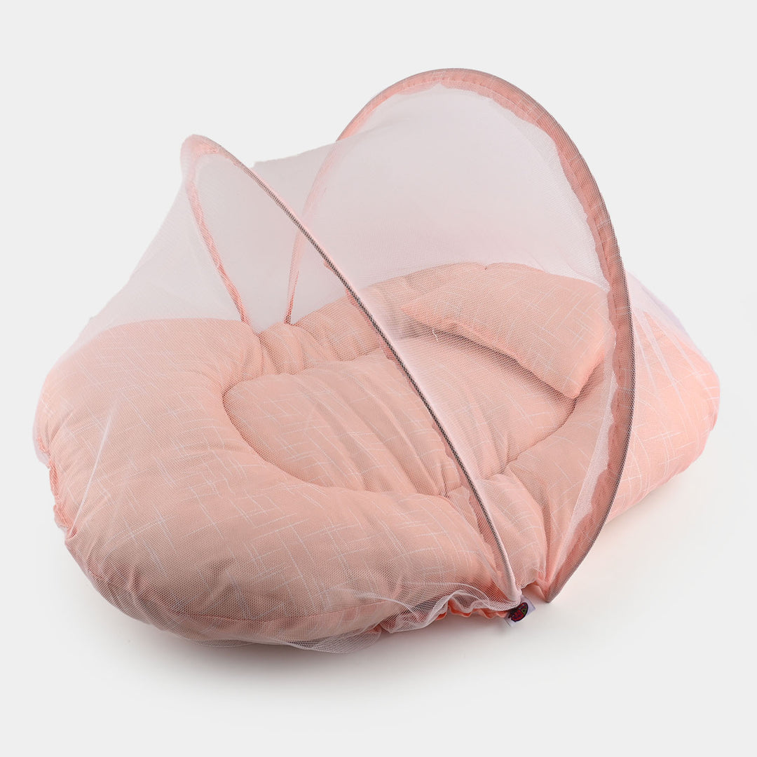 Peach Baby Bed With Mosquito Net