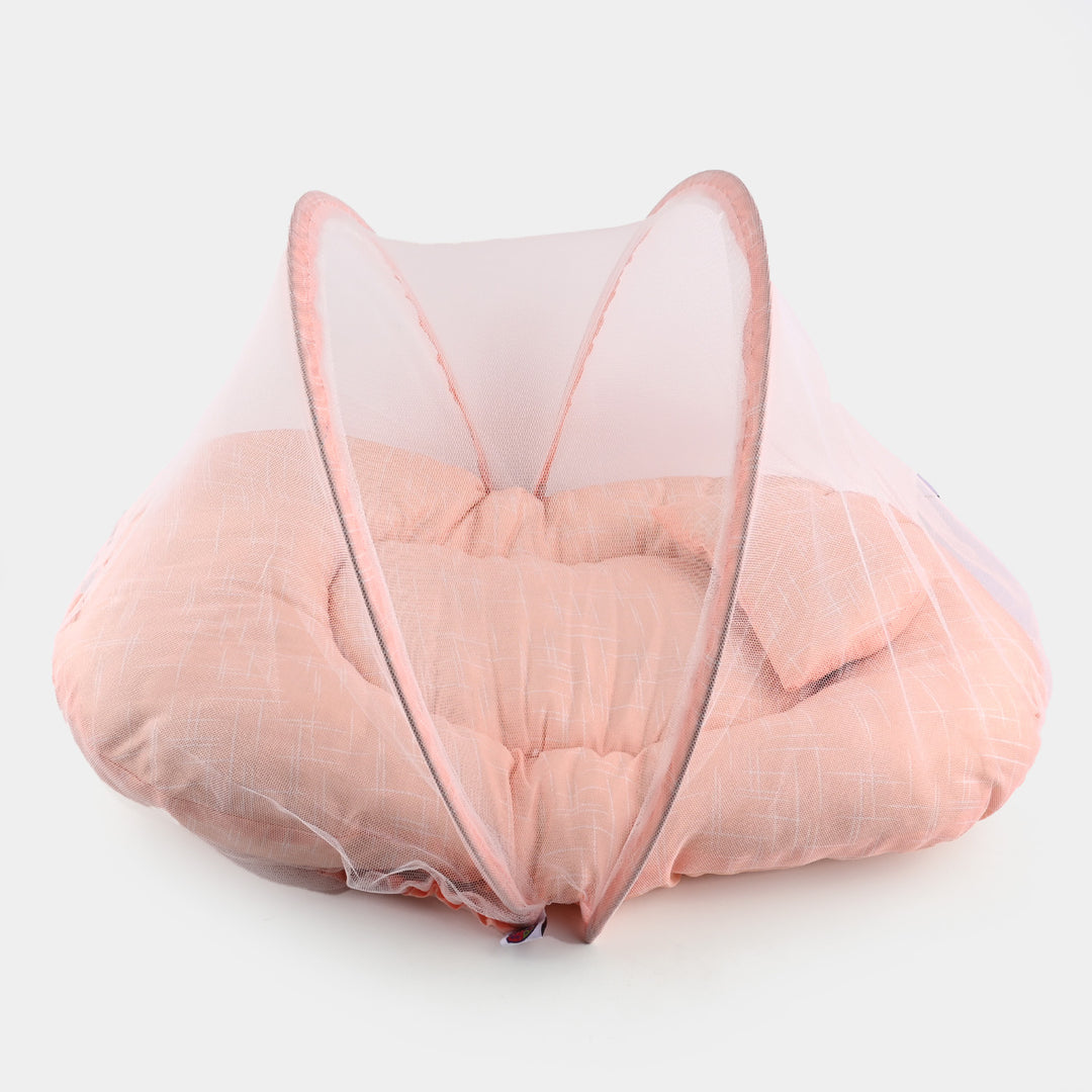 Peach Baby Bed With Mosquito Net