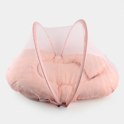 Peach Baby Bed With Mosquito Net